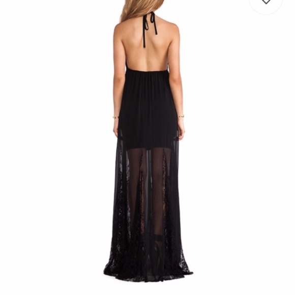 Alice & Olivia Black Halter Maxi w/Lace sz 4 - Picture 3 of 8